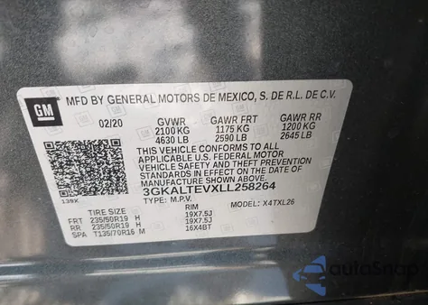 2020 GMC Terrain Awd Sle from USA, damaged, VIN 3GKALTEVXLL258264